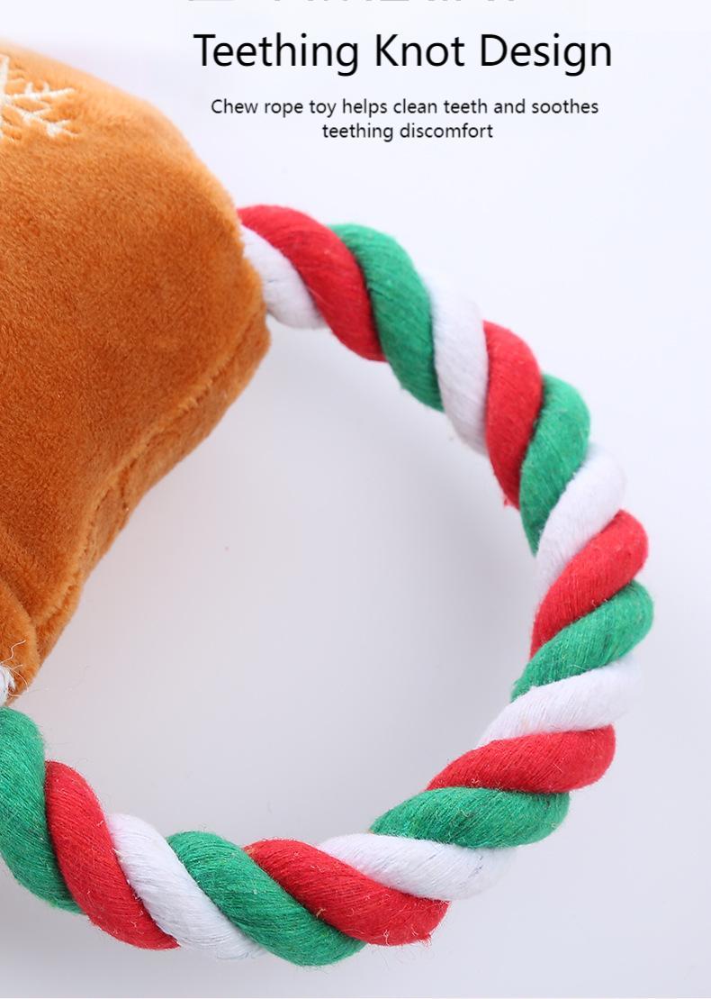 Christmas Dog Rope Toy – Tough Chew, Squeaky & Dental Interactive Play