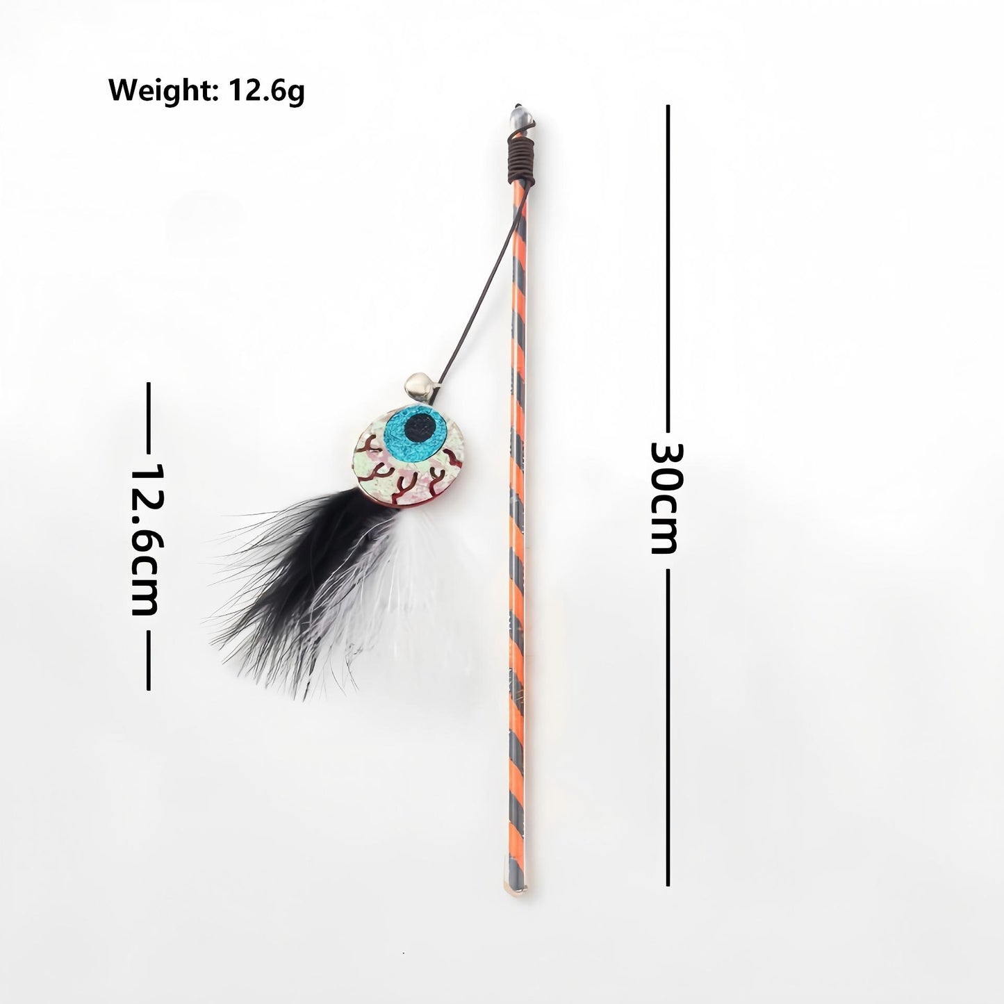 Halloween Cat Teaser Wand Toy – Pumpkin & Ghost Design with Feathers and Bells