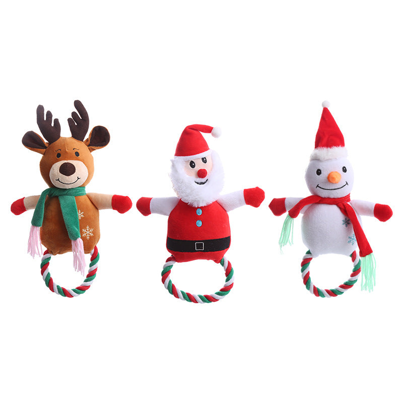 Christmas Dog Rope Toy – Tough Chew, Squeaky & Dental Interactive Play