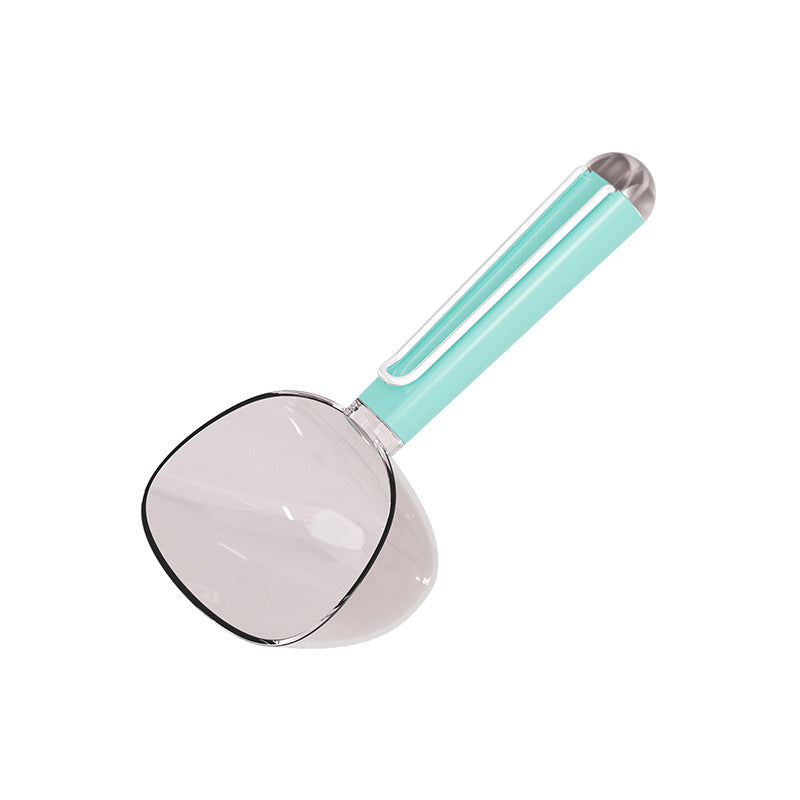 Pet Food Scoop with Stainless Steel Bag Clip – Large Handle, Measuring Scale for Cat & Dog Kibble
