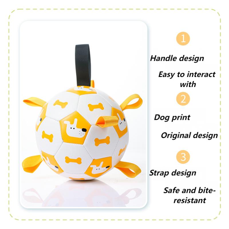 Interactive Dog Soccer Ball Toy – 19cm Durable PU Pet Football for Dogs & Cats, Outdoor Training & Play