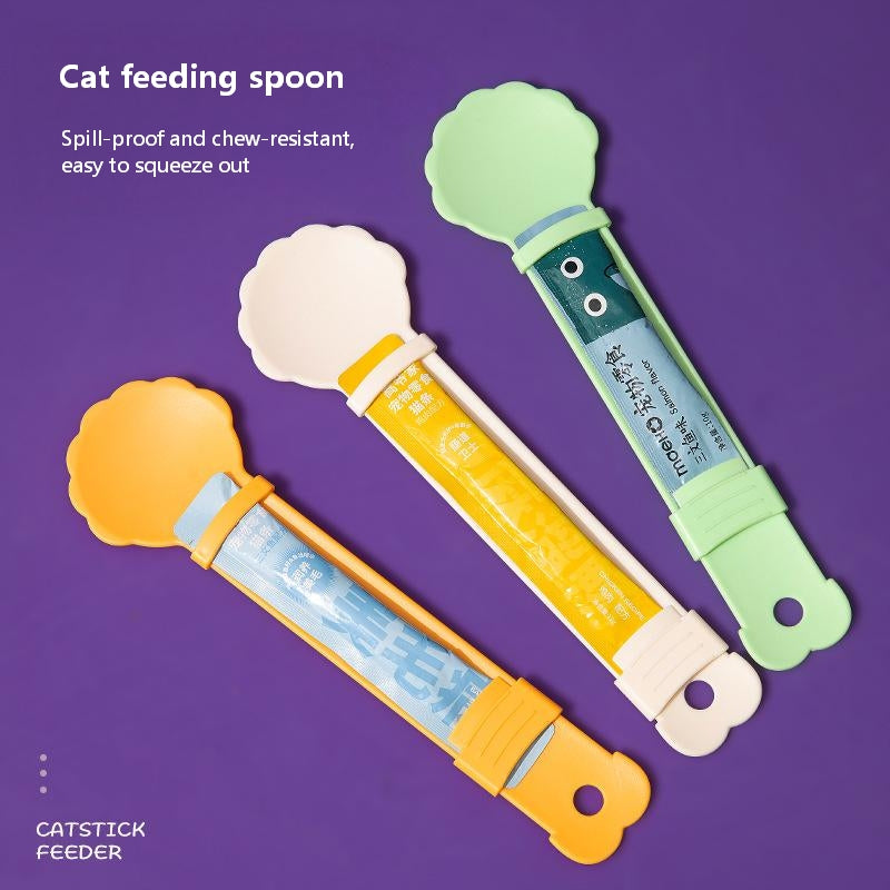 Cat Treat Paste Feeder Spoon – Squeeze Snack Dispenser for Cats