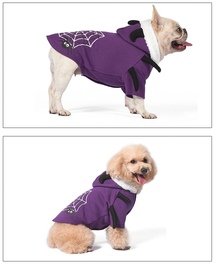 Festive Pet Fleece Hoodie – Christmas & Halloween Dog Costume Outfit, Warm and Soft Sweatshirt for Dogs