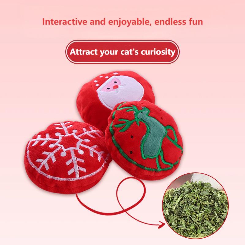 Christmas Catnip Plush Cat Toy with Crinkle Paper – Interactive Holiday Pet Play