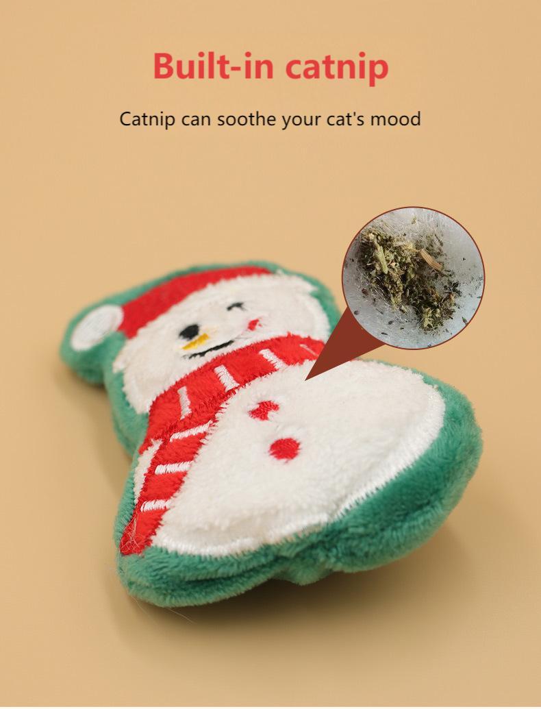 Christmas Plush Cat Toy – Catnip-Filled, Cute Design for Play & Chewing