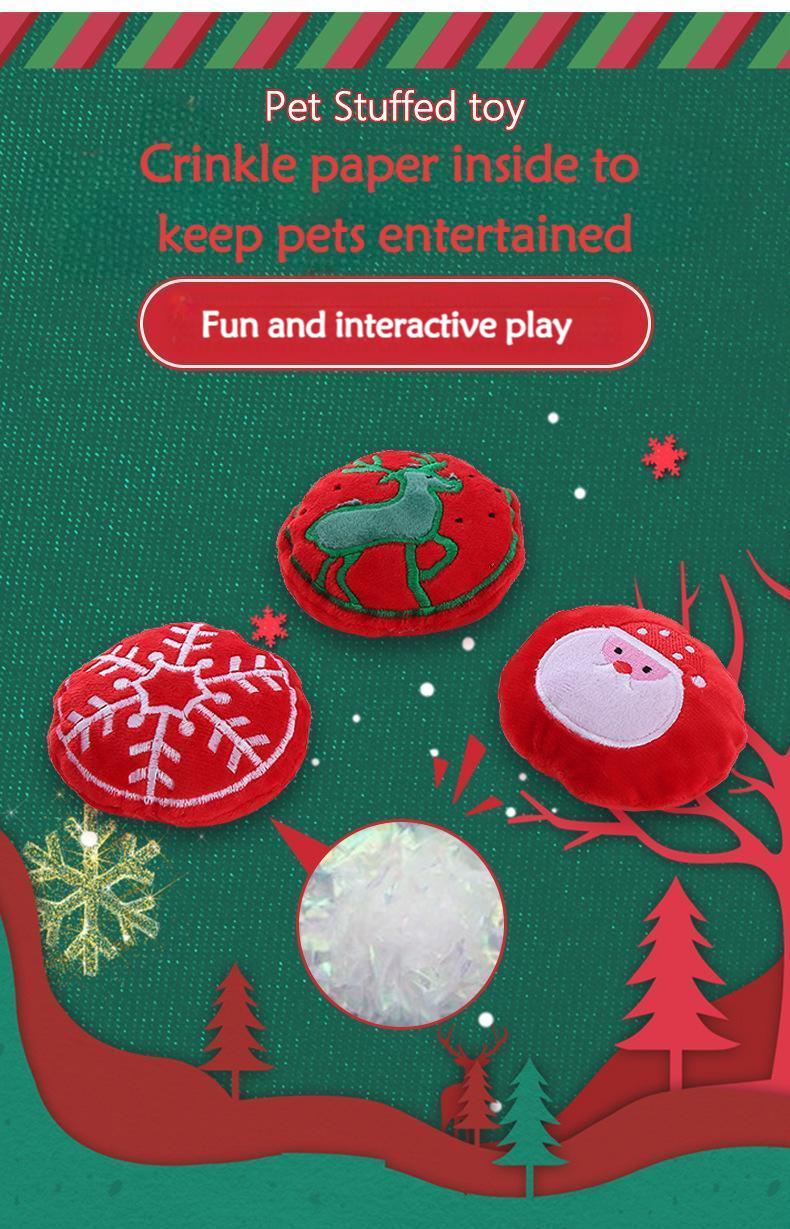 Christmas Catnip Plush Cat Toy with Crinkle Paper – Interactive Holiday Pet Play