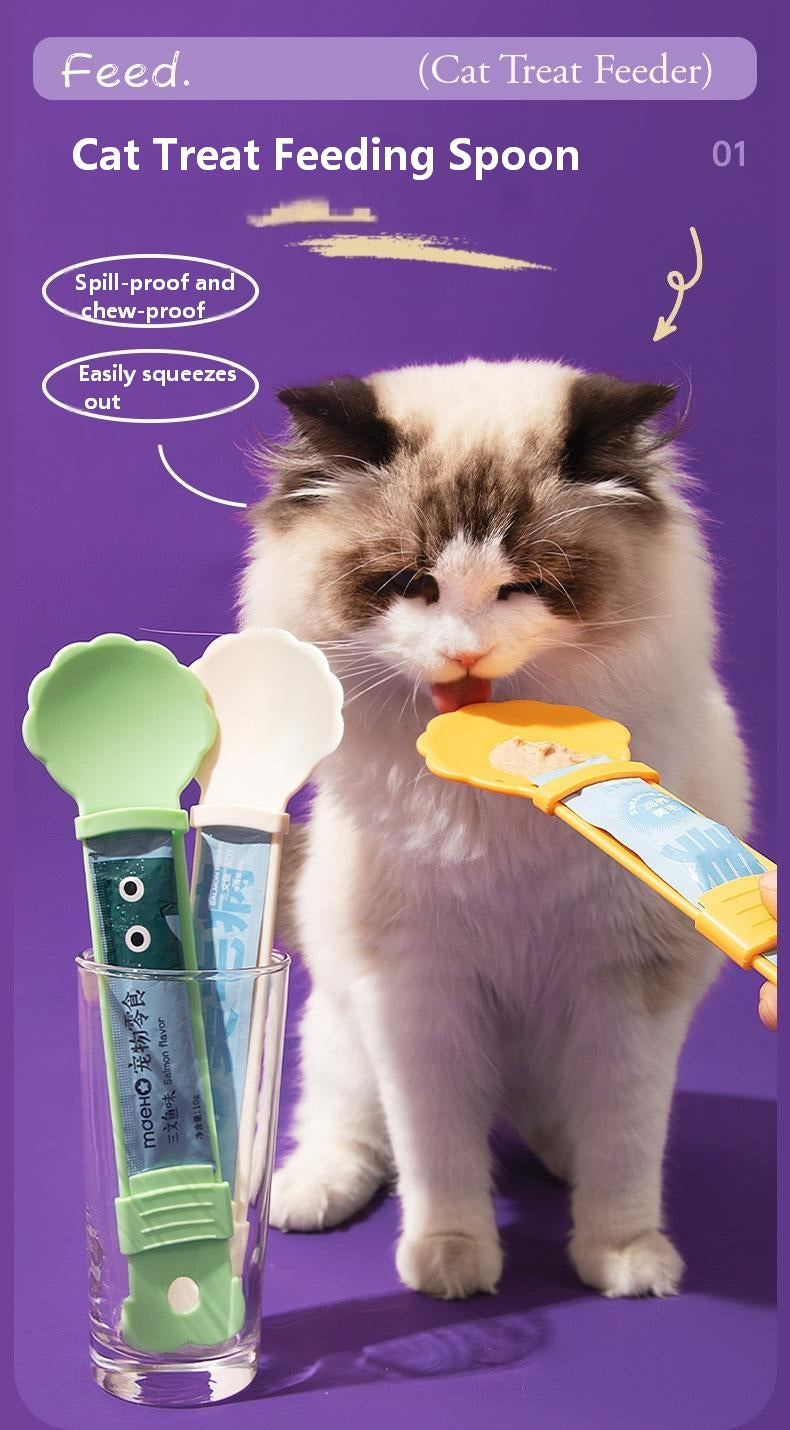 Cat Treat Paste Feeder Spoon – Squeeze Snack Dispenser for Cats
