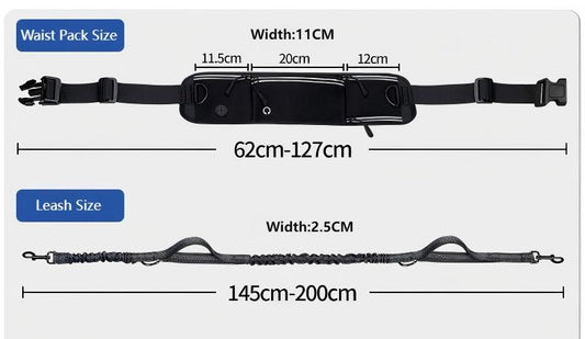Hands-Free Running Dog Leash with Waist Belt – Shock-Absorbing, Reflective Nylon Retractable Pet Leash for Jogging & Walking
