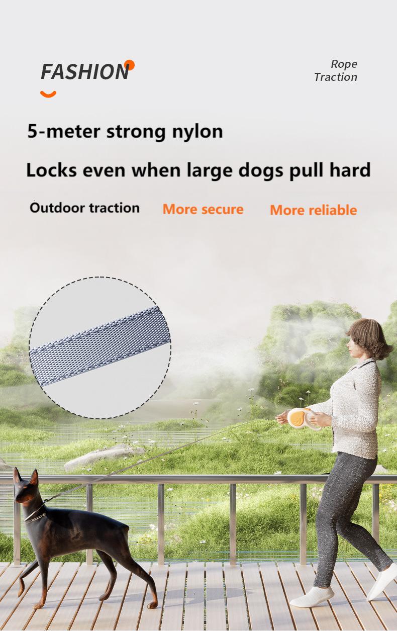 Retractable Dog Leash, Strong No-Tangle Automatic Pet Lead with Shock-Absorbing Control for Medium & Large Dogs