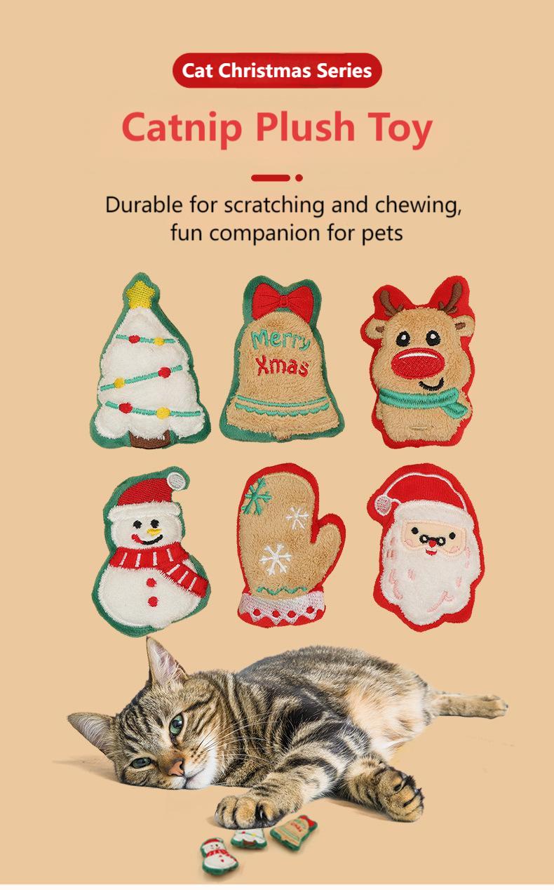 Christmas Plush Cat Toy – Catnip-Filled, Cute Design for Play & Chewing