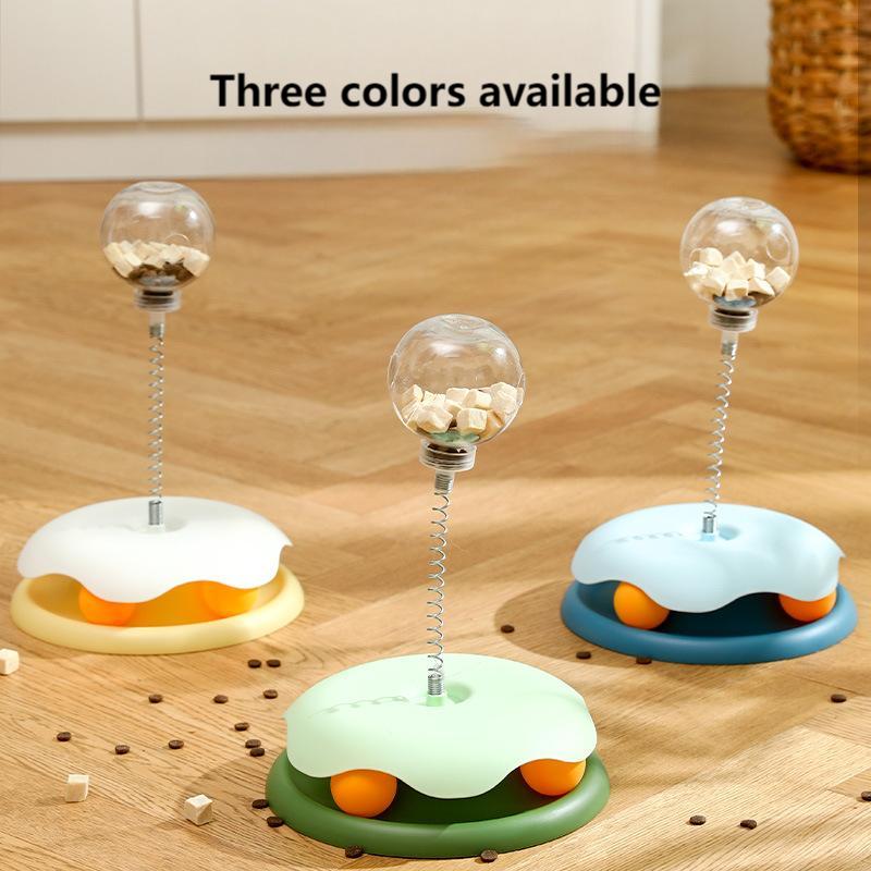 Interactive Cat Toy Set – Treat Dispensing Ball, Teaser Wand & Spinning Play Station for Self-Entertainment