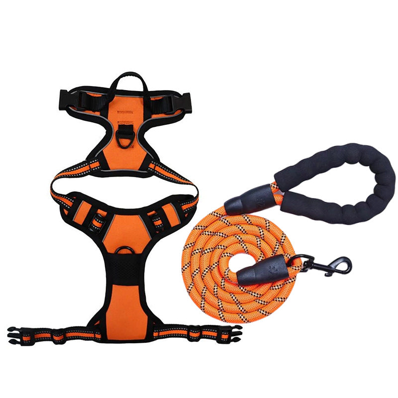 Large Dog Nylon Leash & Chest Harness Set – Comfortable, Durable, and Adjustable