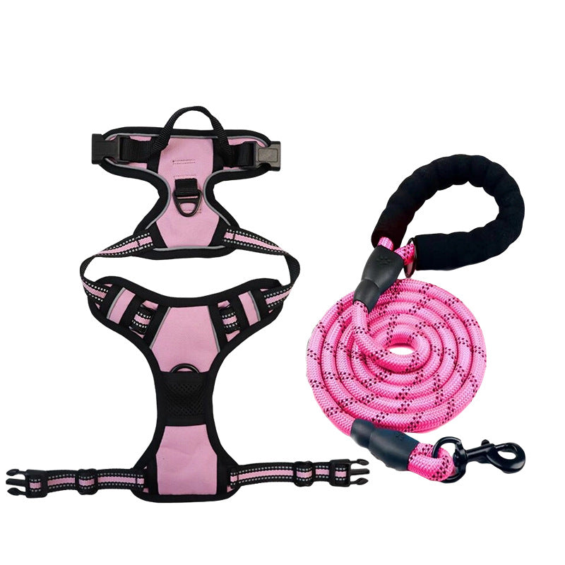Large Dog Nylon Leash & Chest Harness Set – Comfortable, Durable, and Adjustable