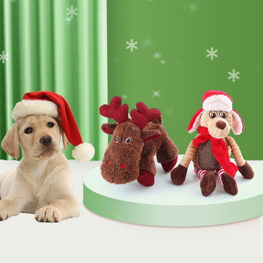 Durable Christmas Reindeer Dog Toy – Plush Chew & Interactive Play for Puppies