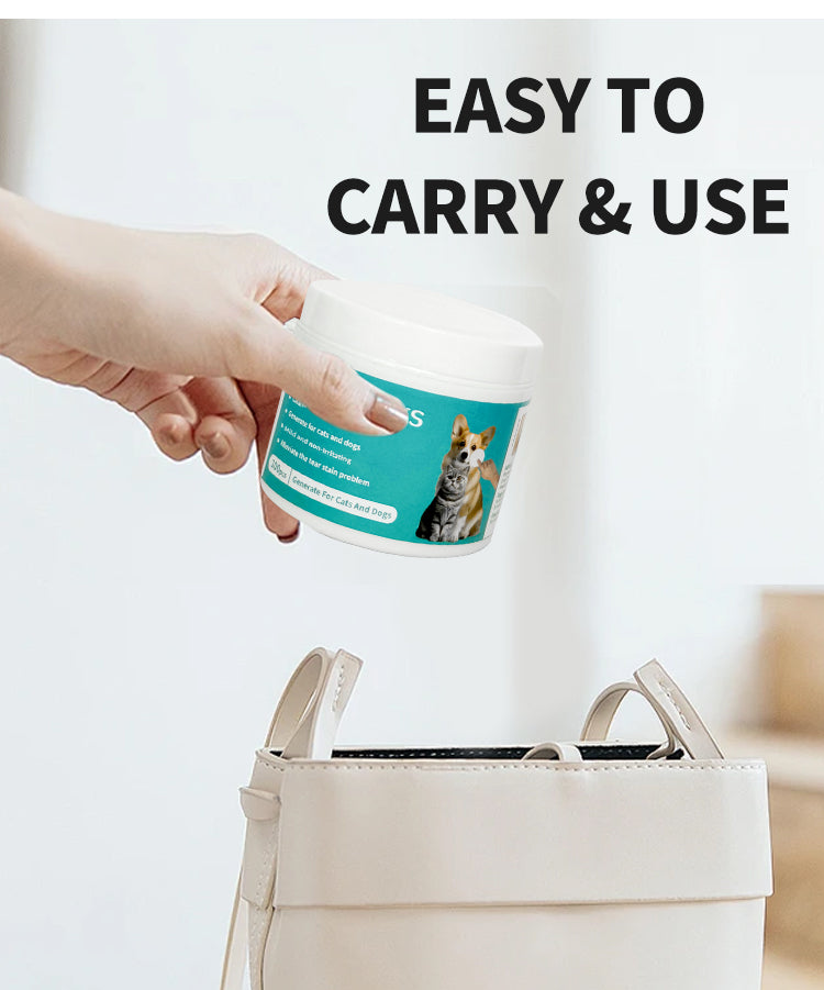 Pet Eye Wipes 2 Jars – Gentle Tear Stain Removal for Cats & Dogs