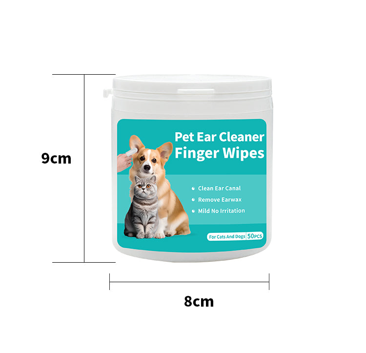 Pet Ear Cleaning Wipes – 2 Cans Finger Sleeve Wet Wipes for Dogs & Cats, Gentle Ear Care & Hygiene