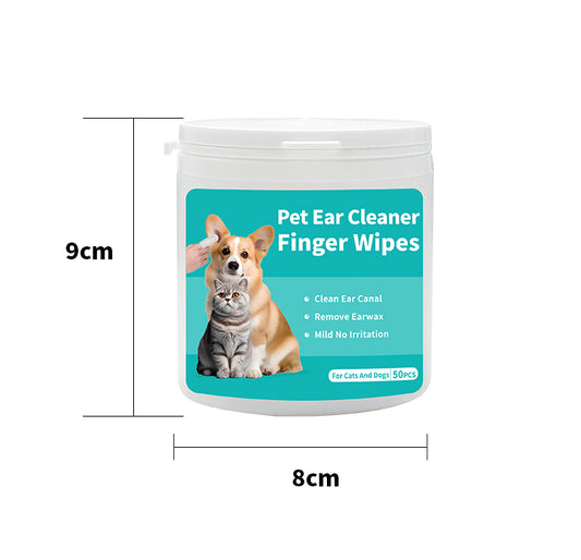 Pet Ear Cleaning Wipes – 2 Cans Finger Sleeve Wet Wipes for Dogs & Cats, Gentle Ear Care & Hygiene