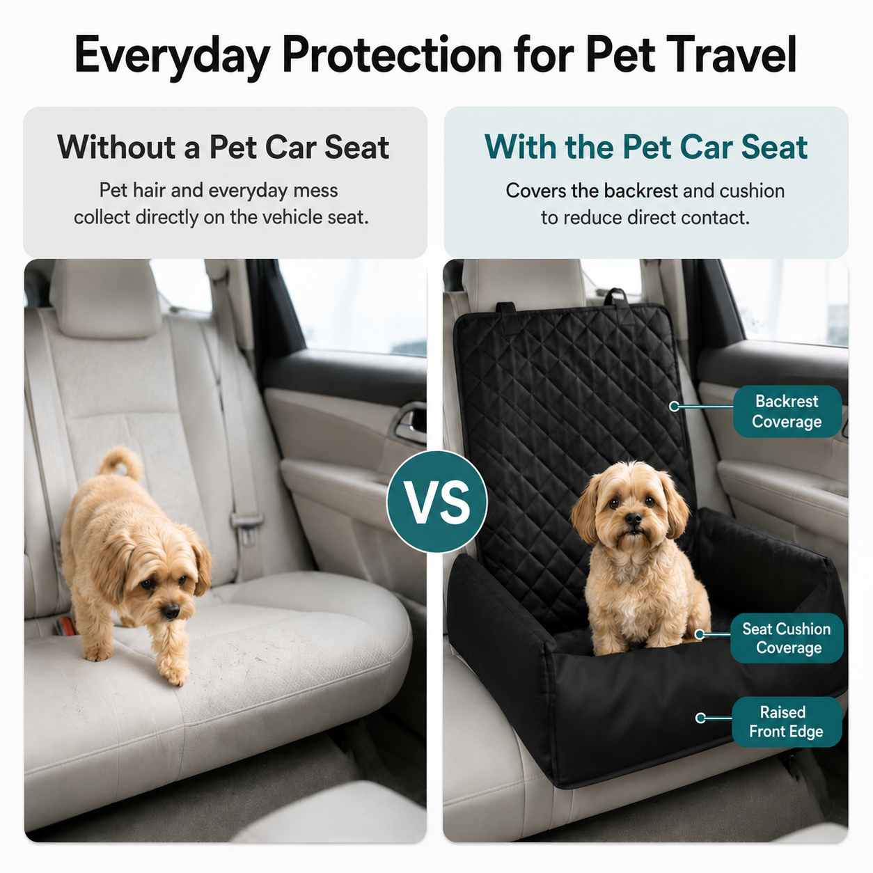 AuriPaw Water-Resistant PU Leather Dog Car Seat Bed – Padded Back Seat Protector for Small & Medium Dogs