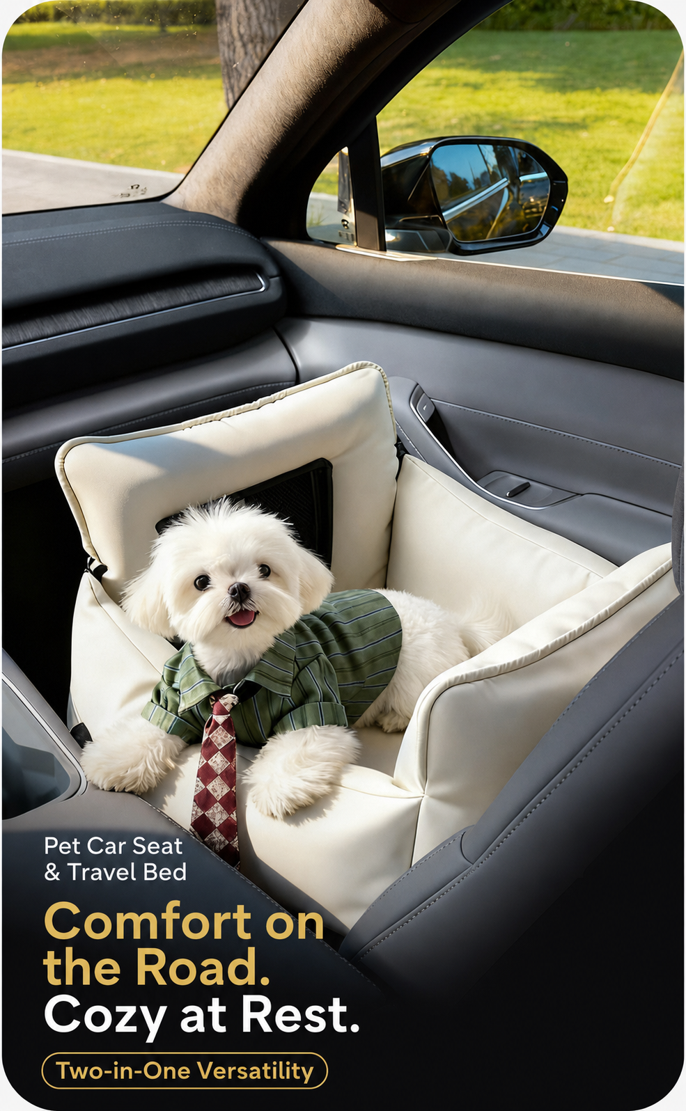 AuriPaw 2-in-1 Portable Dog & Cat Car Seat – Convertible Pet Carrier and Travel Bed