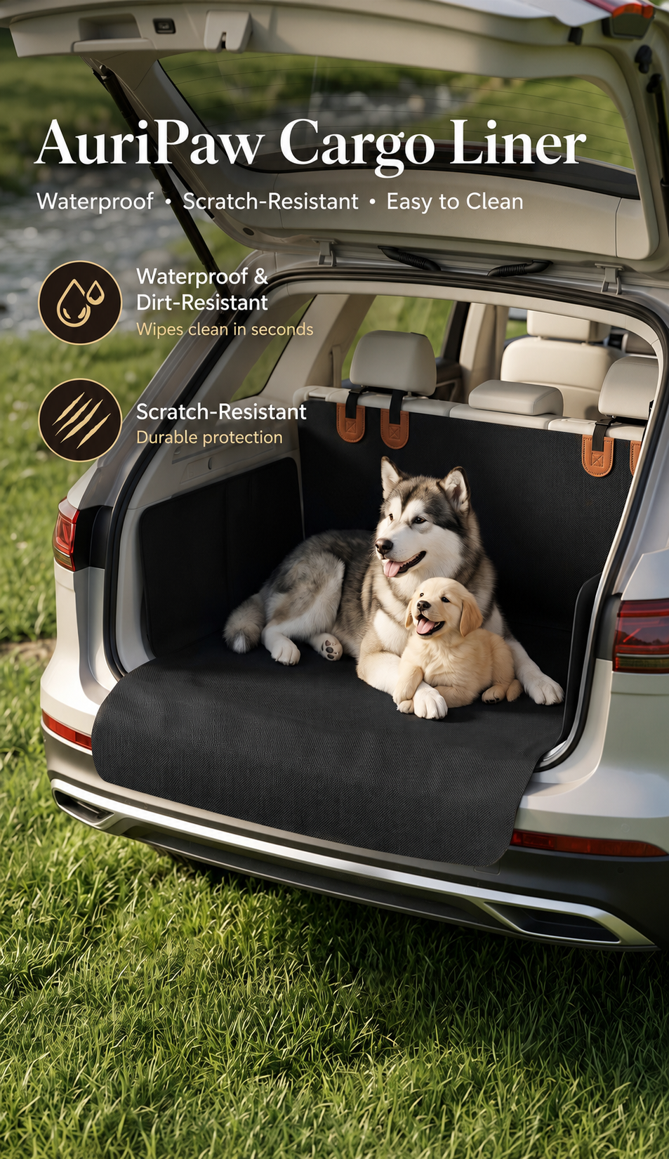 AuriPaw Waterproof Dog Cargo Liner – Anti-Scratch Trunk Protector for SUVs
