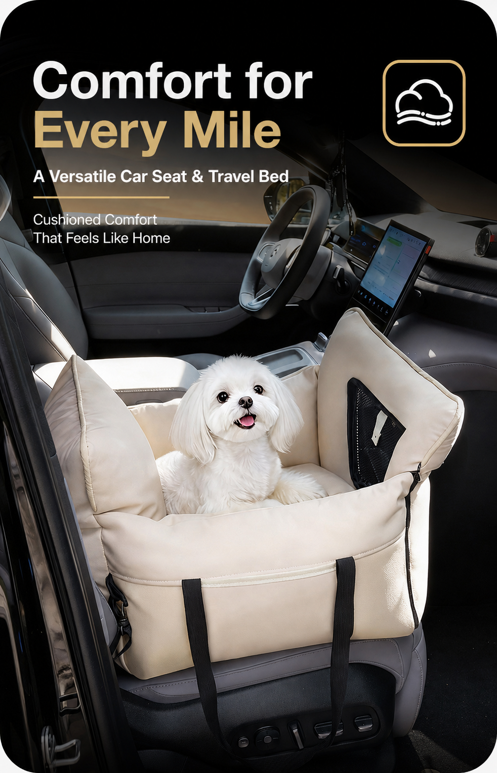 AuriPaw 2-in-1 Portable Dog & Cat Car Seat – Convertible Pet Carrier and Travel Bed
