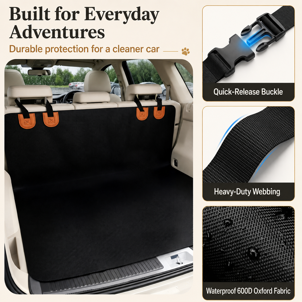 AuriPaw Waterproof Dog Cargo Liner – Anti-Scratch Trunk Protector for SUVs
