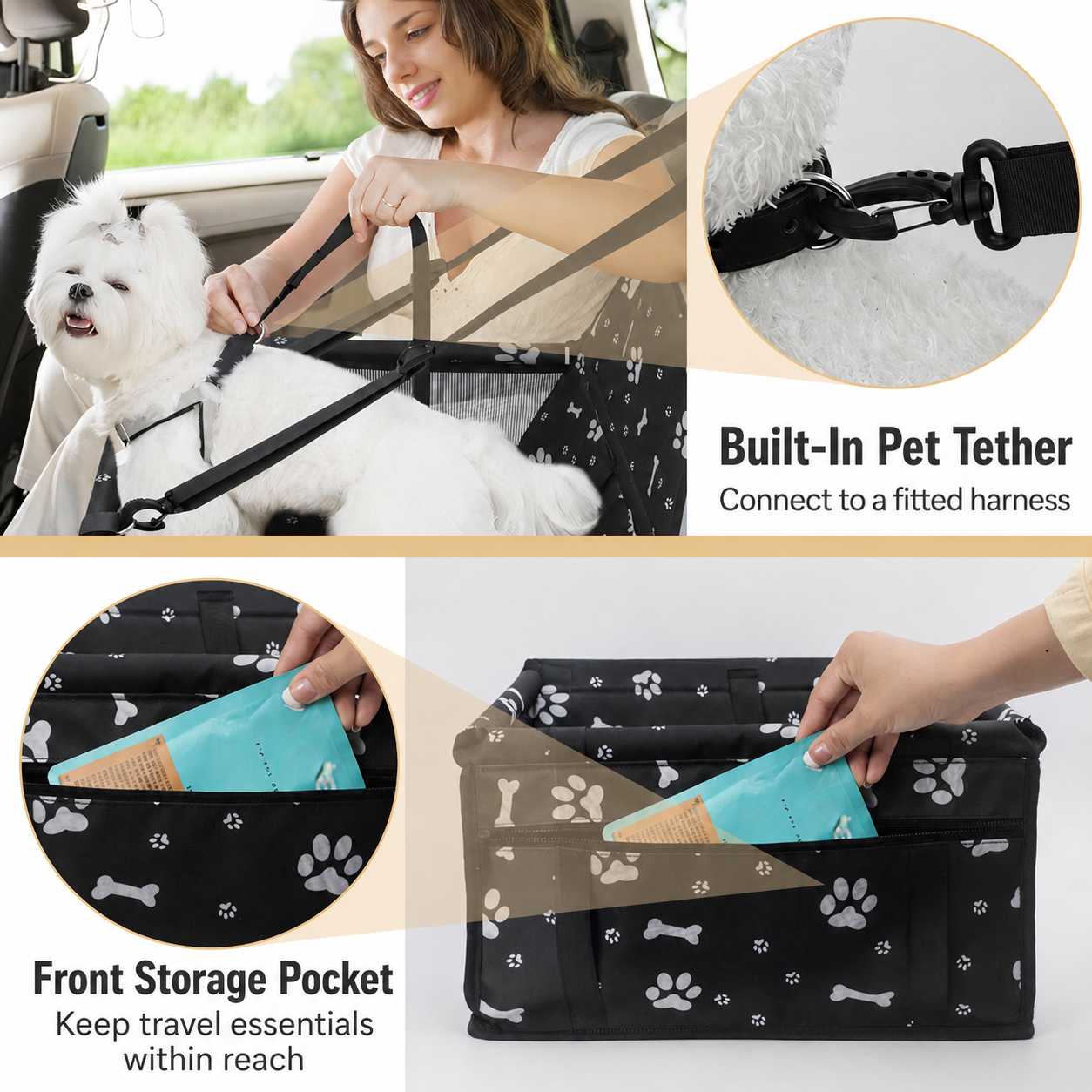 AuriPaw Foldable Pet Travel Carrier – Breathable Portable Cat & Small Dog Car Bag