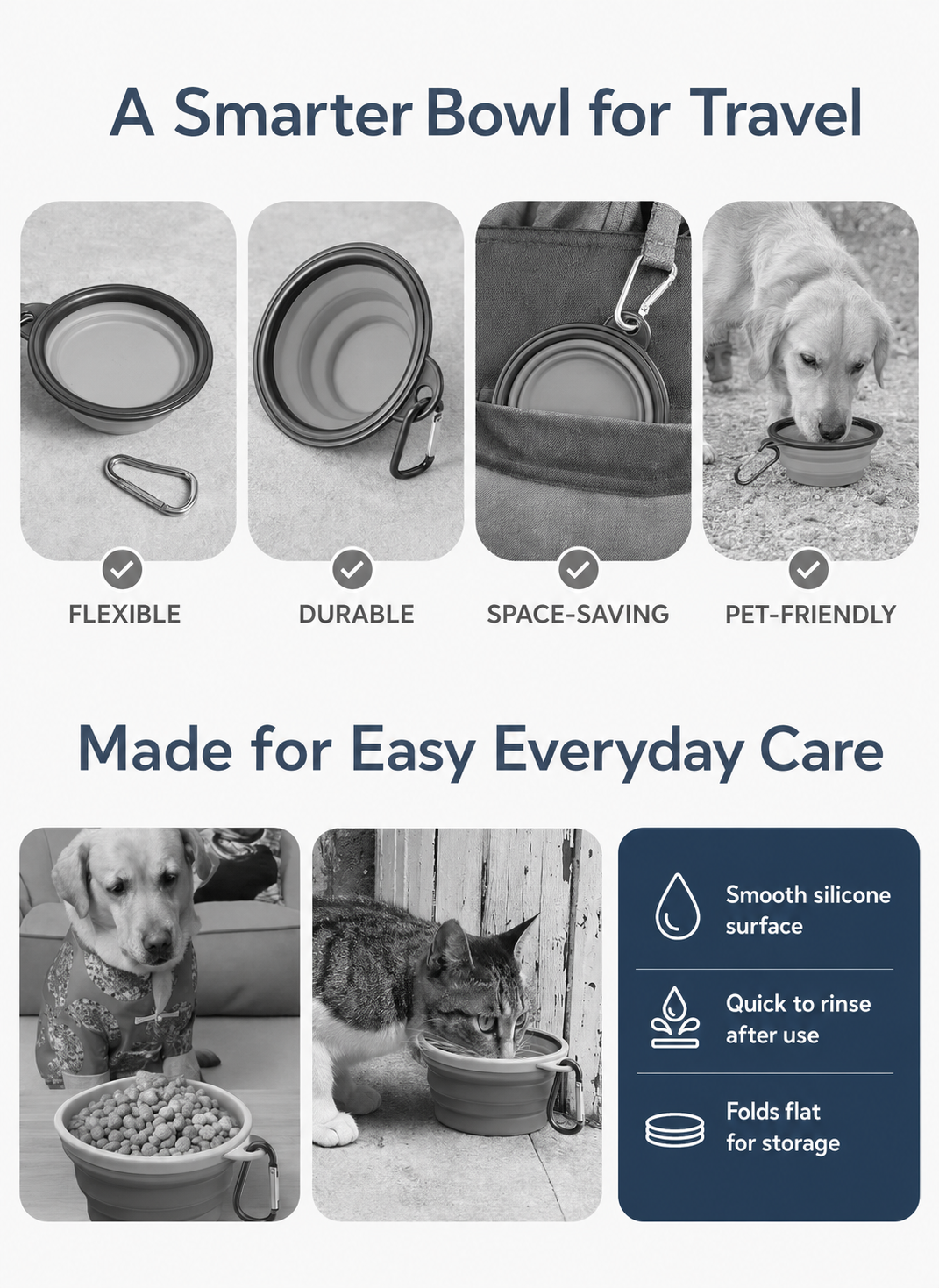 AuriPaw 350ml Collapsible Dog Travel Bowl with Carabiner – Silicone Food & Water Bowl