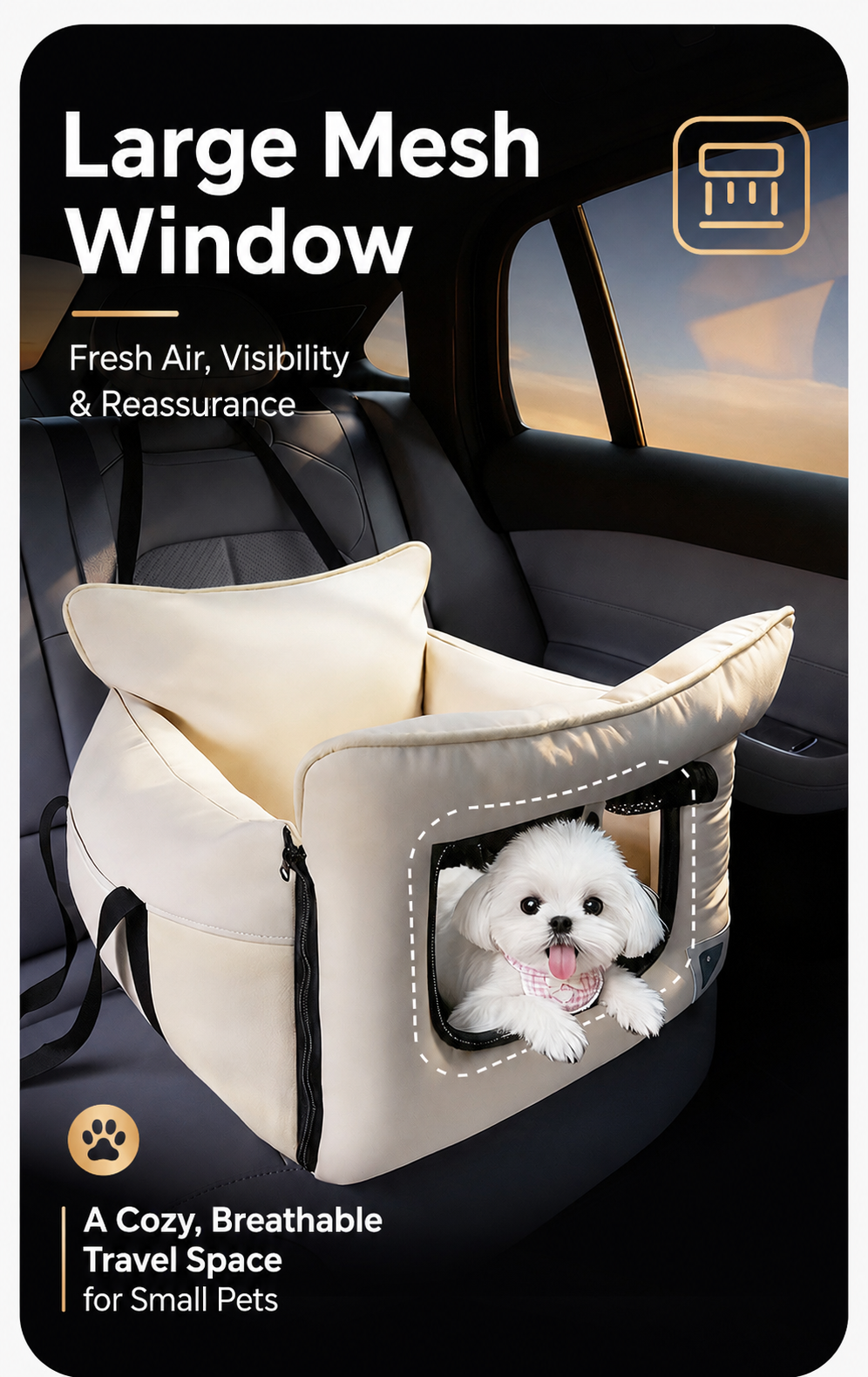 AuriPaw 2-in-1 Portable Dog & Cat Car Seat – Convertible Pet Carrier and Travel Bed