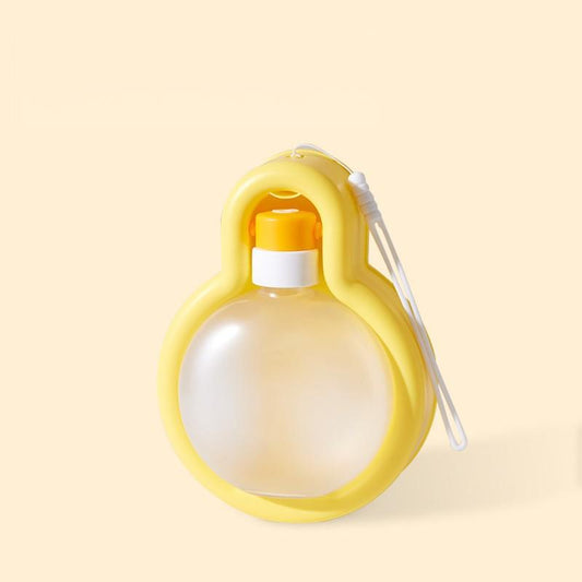 Pet Travel Water Bottle with Foldable Bowl & Carry Strap – Portable 500ml Leak-Proof Dispenser for Dogs & Cats