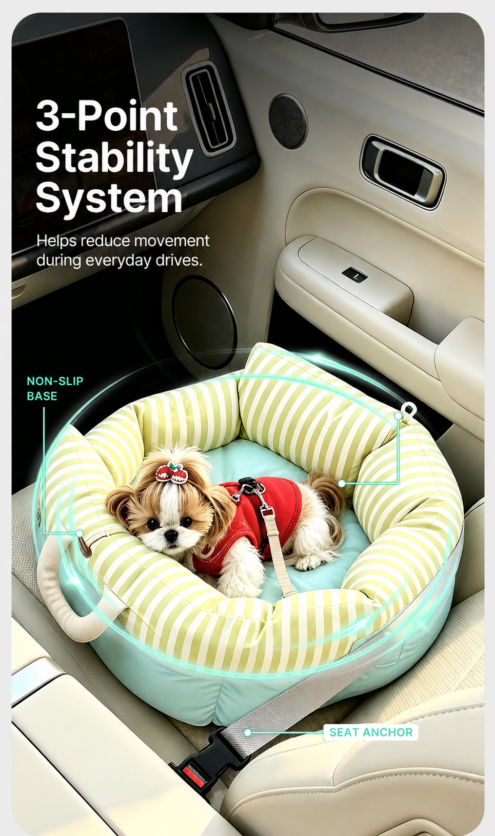AuriPaw Portable Dog Car Seat & Travel Bed – Washable Pet Sofa Bed for Small Dogs & Cats