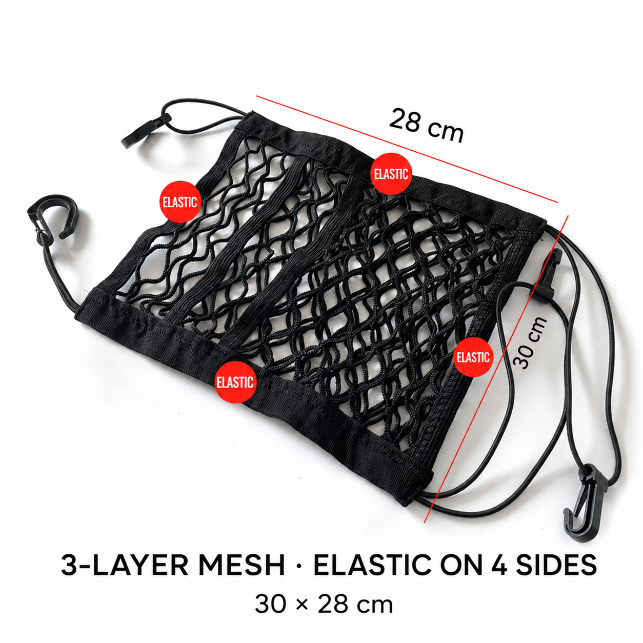 AuriPaw 3-Layer Dog Car Barrier Net – 4-Side Stretch Pet Divider & Seat Storage Organizer