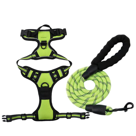 Large Dog Nylon Leash & Chest Harness Set – Comfortable, Durable, and Adjustable