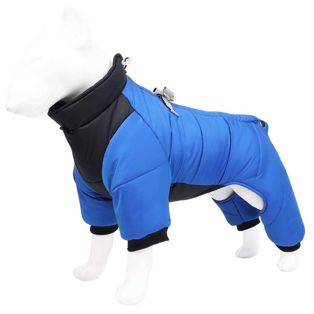 AuriPaw Thick Winter Dog Jumpsuit – Waterproof & Reflective Four-Leg Cotton Pet Jacket, Warm Full-Body Coat for Cold Weather
