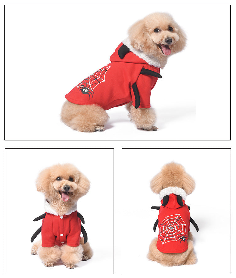 Festive Pet Fleece Hoodie – Christmas & Halloween Dog Costume Outfit, Warm and Soft Sweatshirt for Dogs