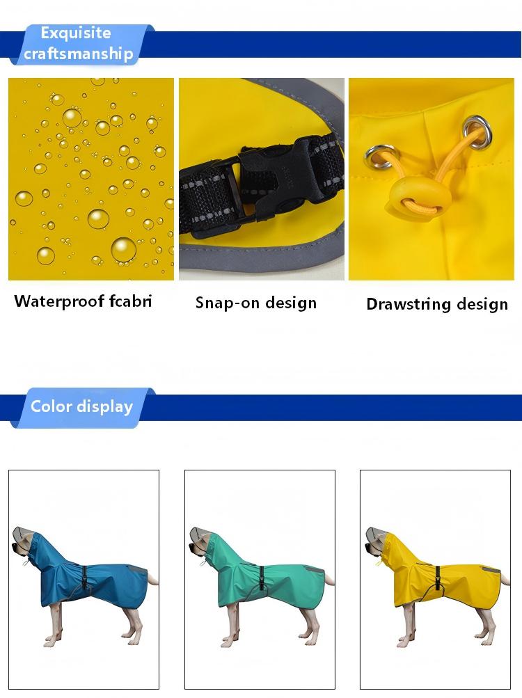 Waterproof Dog Raincoat with Belly Strap – Reflective Pet Rain Jacket Cloak for Small to Large Dogs