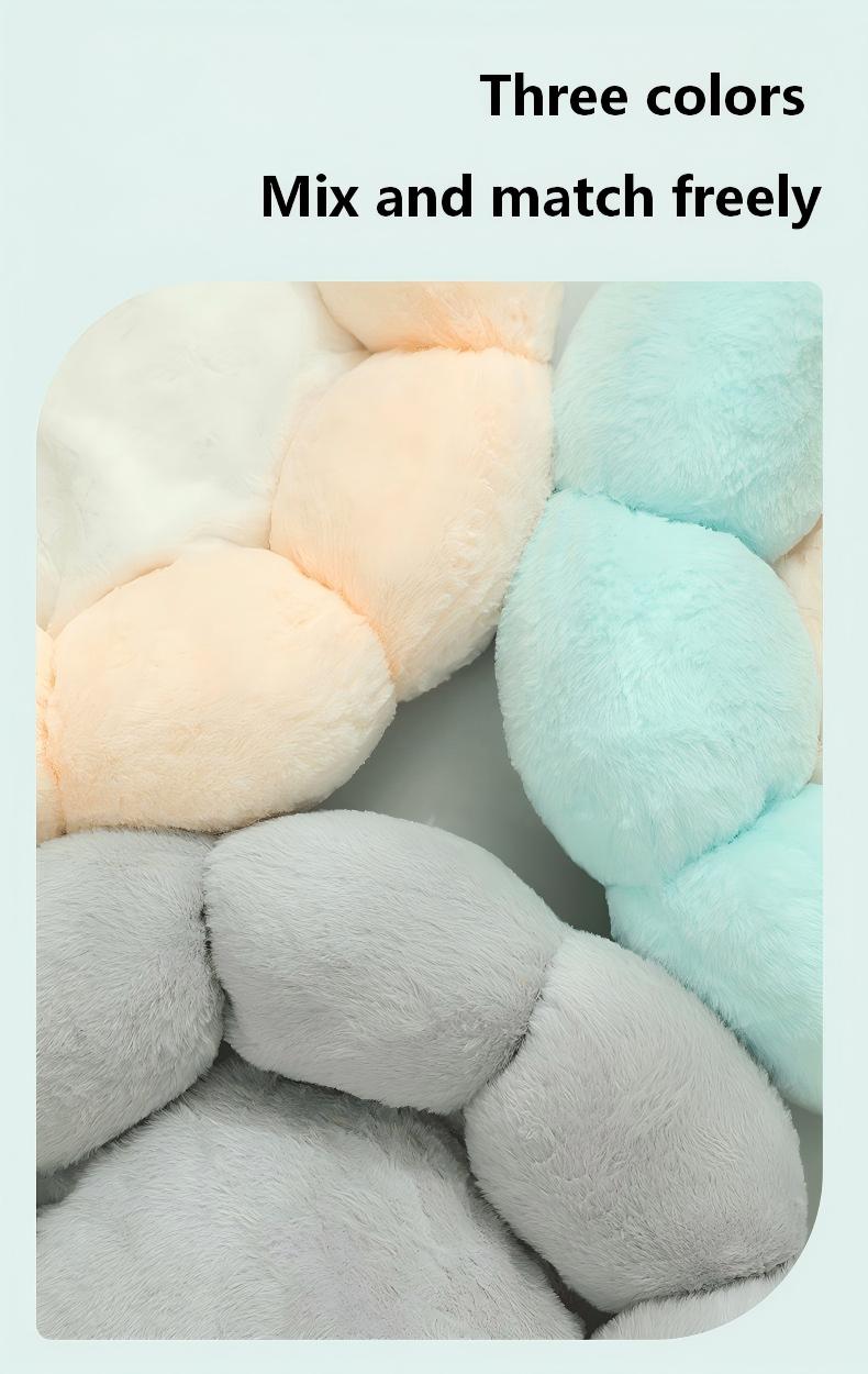 Winter Warm Flower Cat Bed, Round Plush Pet Nest for Cats and Small Dogs