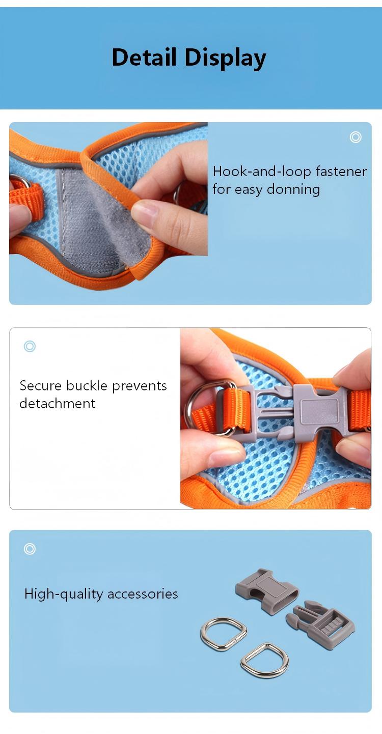 Adjustable Pet Harness with Reflective Leash - Breathable Design for Dogs & Cats