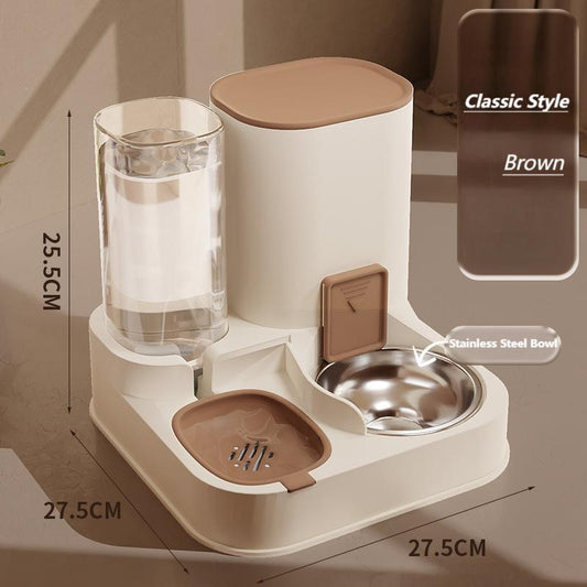 2-in-1 Pet Feeder & Water Dispenser, Stainless Steel & Food-Grade PP  For Cats And Dogs  High quality Brown/Blue/Green