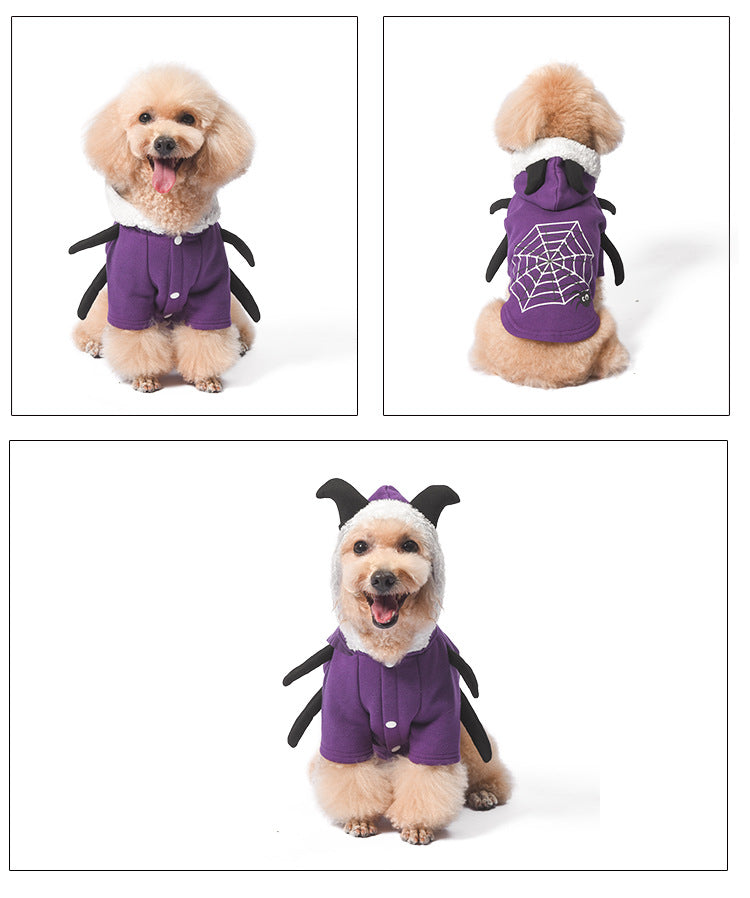 Festive Pet Fleece Hoodie – Christmas & Halloween Dog Costume Outfit, Warm and Soft Sweatshirt for Dogs