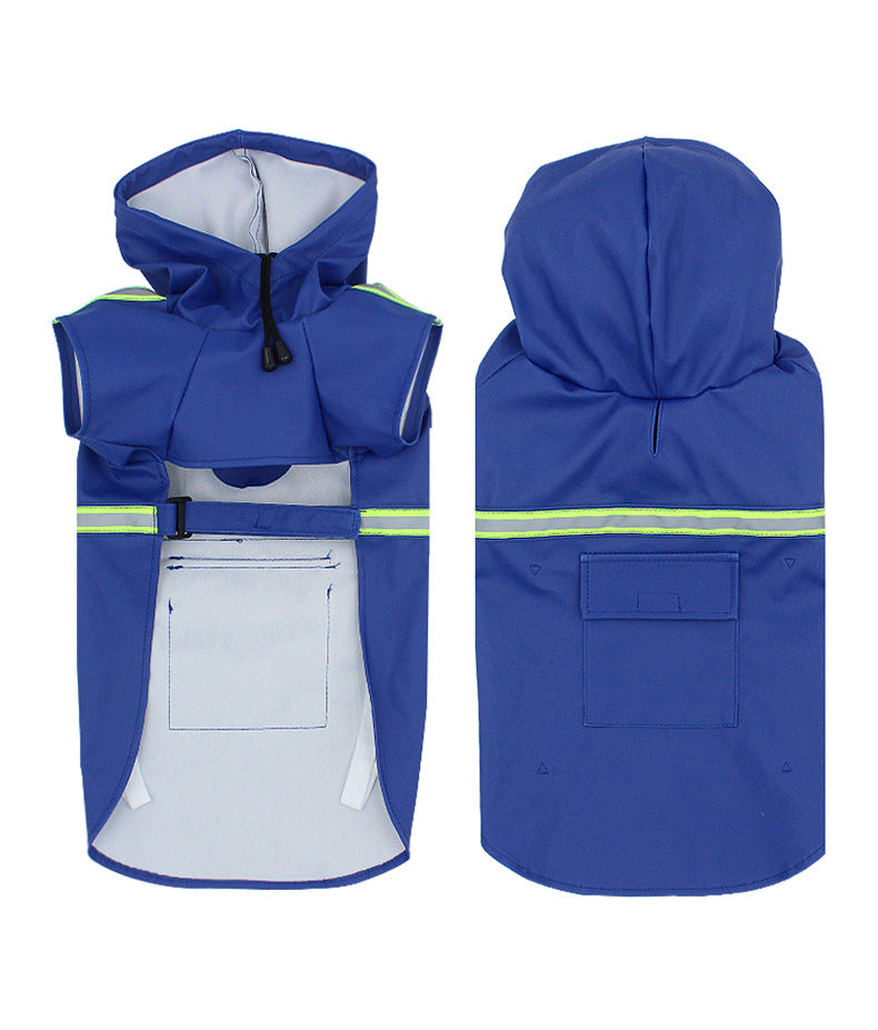 AuriPaw Large Dog Raincoat – Waterproof Reflective Dog Rain Jacket with Hood, Lightweight Two-Leg Design for Outdoor Walking & Safety