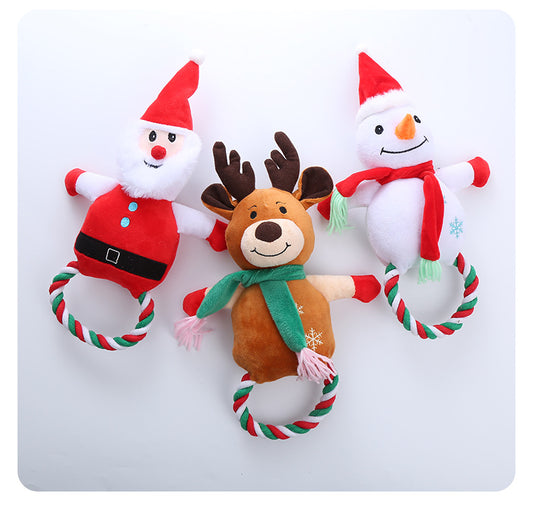Christmas Dog Rope Toy – Tough Chew, Squeaky & Dental Interactive Play