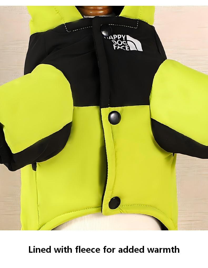 Outdoor Winter Dog Jacket, Thick Fleece-Lined Hooded Pet Jumpsuit, Warm Padded Coat for Cold Weather