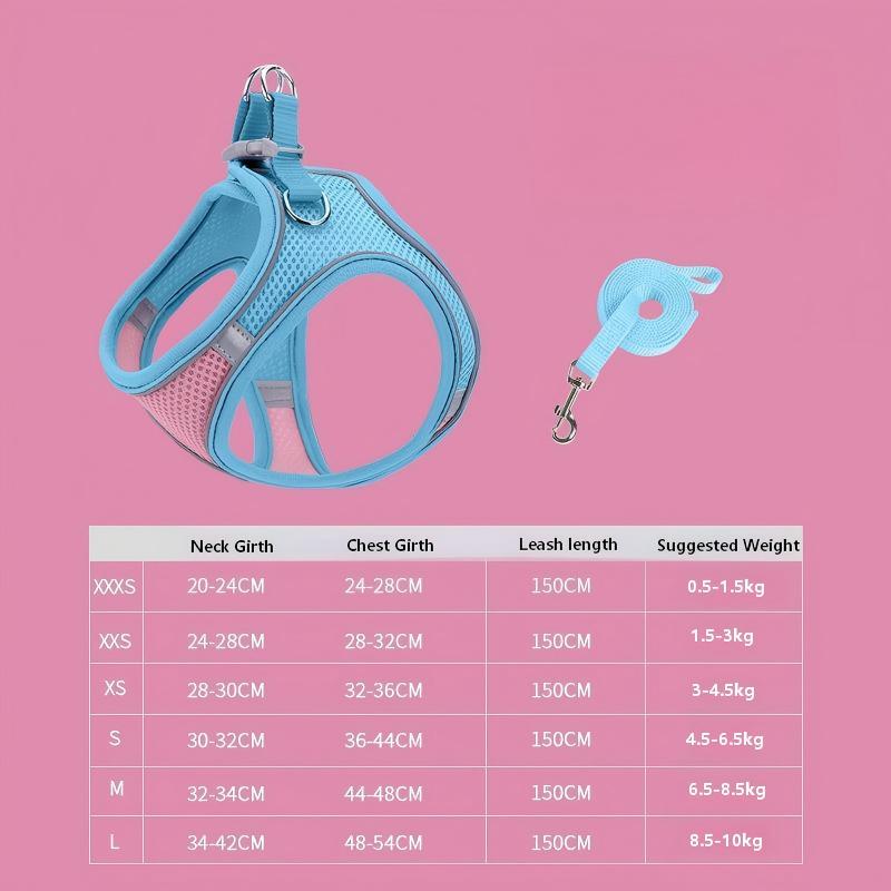 Adjustable Pet Harness with Reflective Leash - Breathable Design for Dogs & Cats