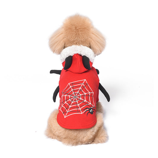 Festive Pet Fleece Hoodie – Christmas & Halloween Dog Costume Outfit, Warm and Soft Sweatshirt for Dogs