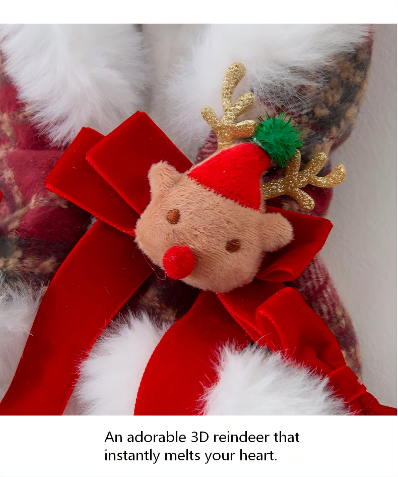 AuriPaw Classic Plaid Dog Christmas Cape – Thickened Fleece-Lined Winter Coat for Small Pets, Warm Holiday Outfit & Cold-Weather Protection