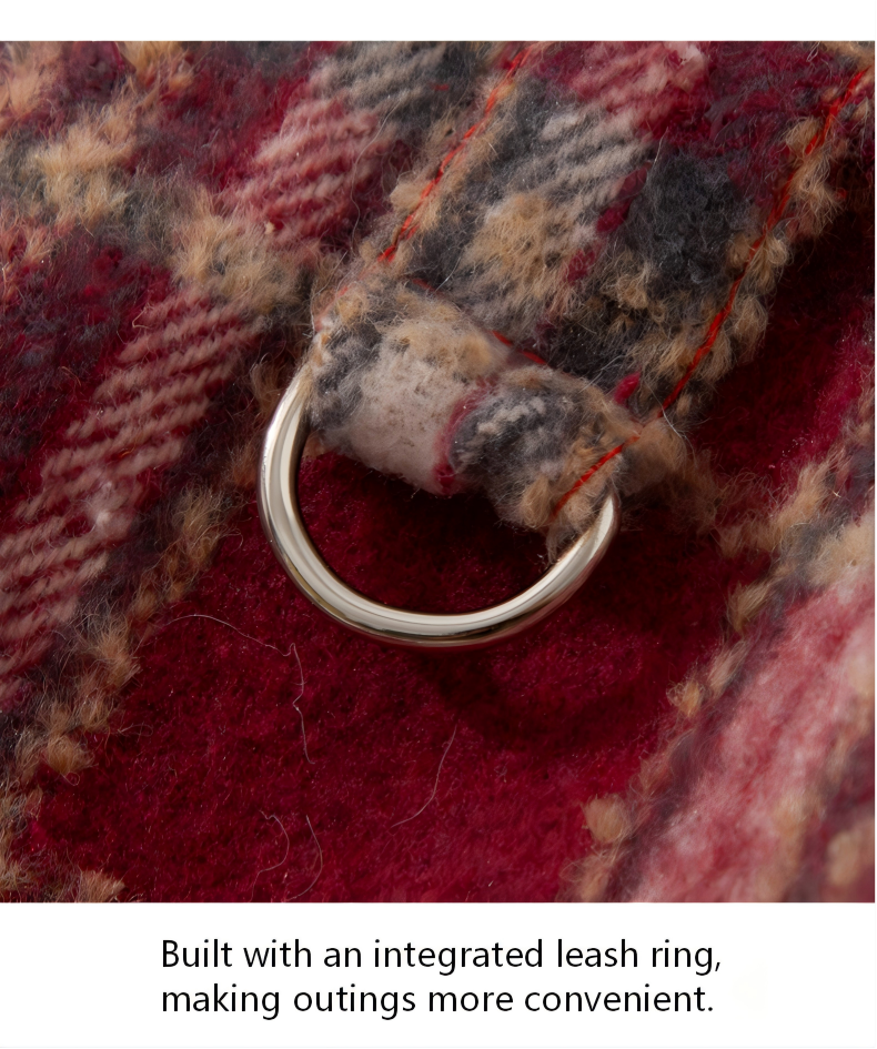 AuriPaw Classic Plaid Dog Christmas Cape – Thickened Fleece-Lined Winter Coat for Small Pets, Warm Holiday Outfit & Cold-Weather Protection