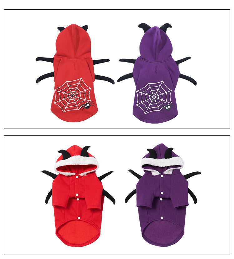 Festive Pet Fleece Hoodie – Christmas & Halloween Dog Costume Outfit, Warm and Soft Sweatshirt for Dogs