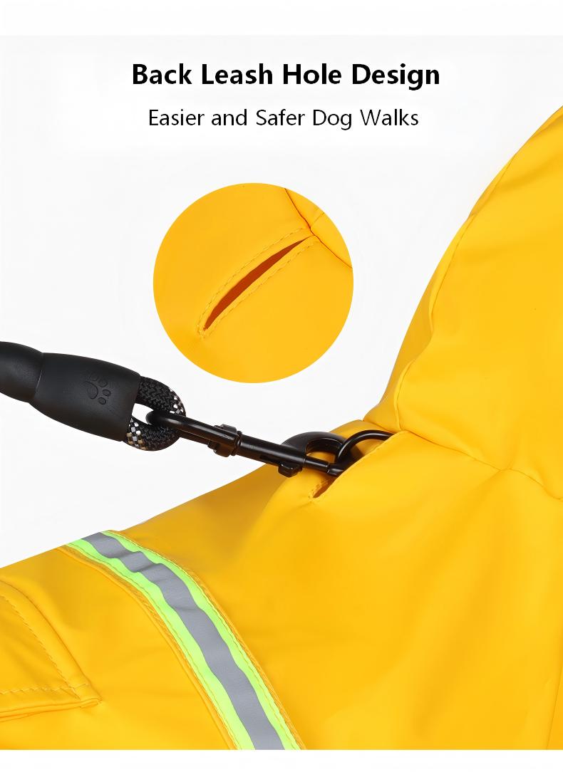 AuriPaw Large Dog Raincoat – Waterproof Reflective Dog Rain Jacket with Hood, Lightweight Two-Leg Design for Outdoor Walking & Safety