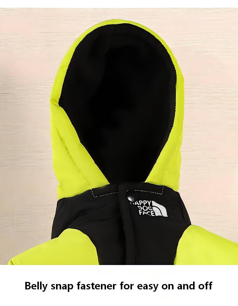 Outdoor Winter Dog Jacket, Thick Fleece-Lined Hooded Pet Jumpsuit, Warm Padded Coat for Cold Weather